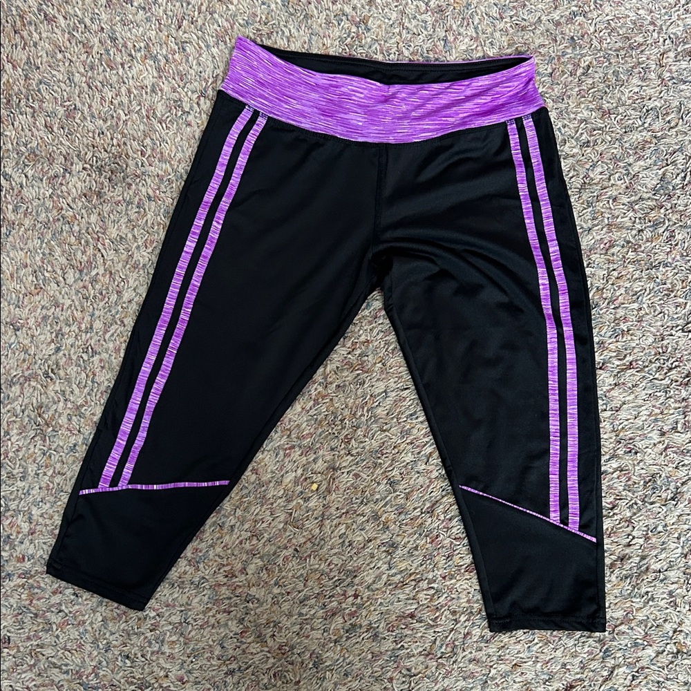 Game Time Black Capris with Purple Accents